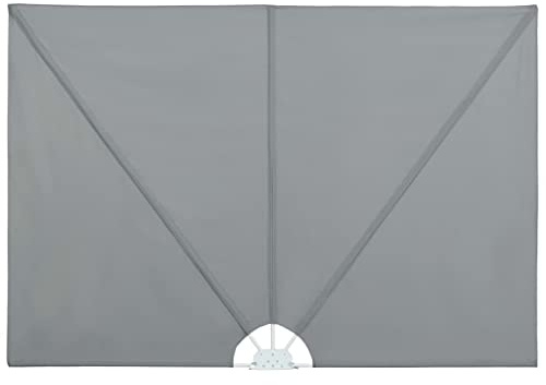 mtlskopl Faltbarer Balkonfächer 400x200 cm, Seitenmarkise als Sichtschutz für Balkon und Terrasse, Flexibler Sichtschutz mit Wandhalterung, Robuster Stahlrahmen, Grau