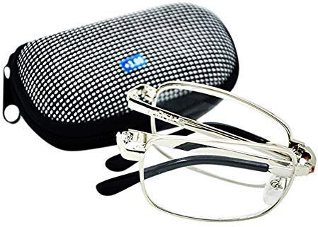 Fads & Fashions Z006 Folding Metal Reading Glasses,Silver frame with Case+Cloth +1.0 up to +4.0 (Silver Frame, 2.5 x)