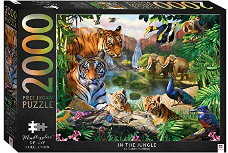 Hinkler | Mindbogglers Deluxe Collection Age 2+ 2000-Piece Jigsaw Puzzle In the Jungle by Garry Fleming | Adult's Jigsaw Puzzle | Animal Jigsaw