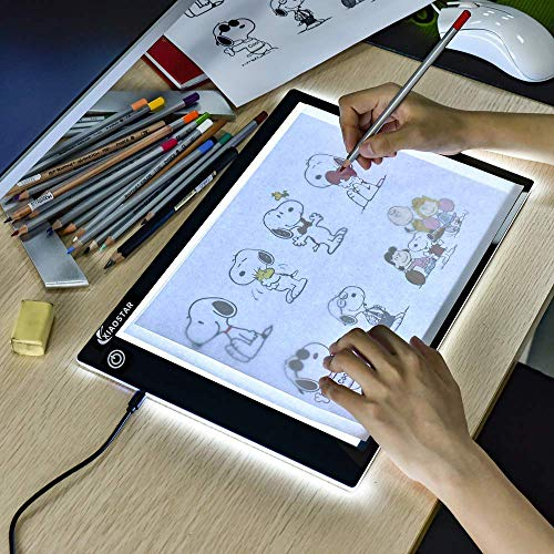 Tablette Lumineuse A4,Tableau de Copie à LED A4 Super Mince pour Tableau de Dessin avec Câble USB avec Luminosité Réglable pour Artistes,Animationdessin,Esquisse,Visualisation Aux Rayons X(XIAOSTAR)