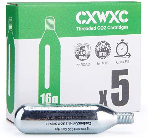 CXWXC Kit Cartouche co2 16g, Cartouches filetées CO2 de 16 g - Compatible avec Les valves Presta et Schrader