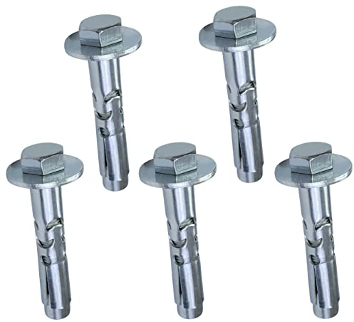 AERZETIX - C53988-5x Perno di ancoraggio tasselli per calcestruzzo con bullone a testa esagonale e rondella - Ø10mmx60mm M8 - in acciaio zincato