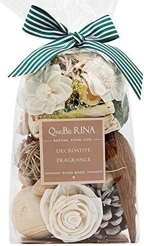 Qingbei Rina Spring Potpourri Bags,Jasmine Scented Potpourri Bowl Filler,White Decorative Dried Flowers, Home Fragrance Sachet of Petal,Vase Bathroom Decor,10oz