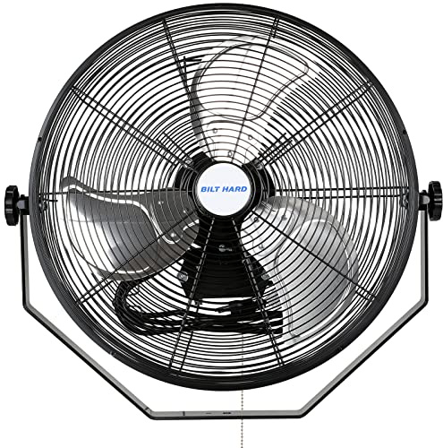 BILT HARD 4300 CFM 18 in. Industrial Wall Mount Fan, 3-Speeds High Velocity Wall Fan with Sealed Motor, Heavy Duty Metal Barn Fans for Garage, Commercial, Greenhouse, Warehouse, Shop Use