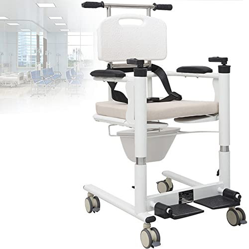 SHENGSHIYU Chaise De Transfert De Patient, élévateur De Transfert De Patient électrique, Chaise De Douche Confortable avec Roues, Chaise De Baignoire pour Un Bain Facile,A-Frontandrearuniversalwheels