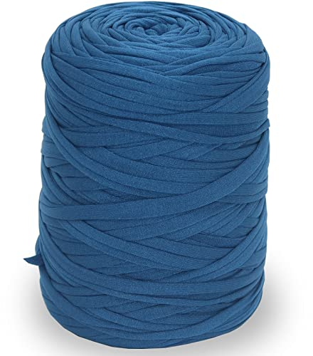 NOTIONSLAND 400 g T-Shirt-Garn, Strickgarn, Stoff, Häkelgarn für Tasche, Korb, Decke, Heimdekoration – Jeansblaue Garne