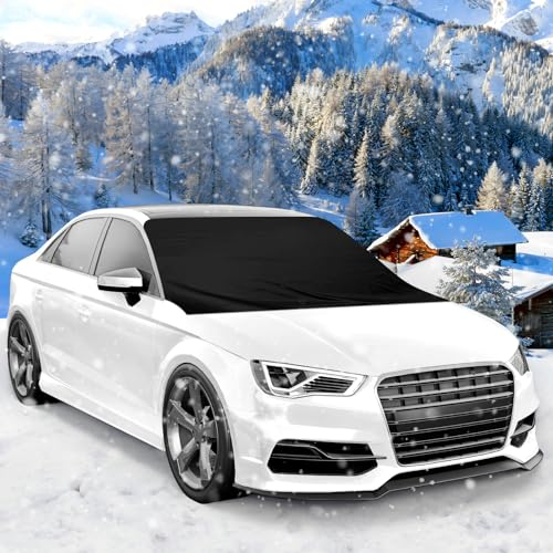 mizikuu Copertura Parabrezza Auto, Protezione Parabrezza Auto Antighiaccio Telo Copri Vetro Auto Sole Antineve per la Maggior Parte dei Veicoli, 208*148*116 cm