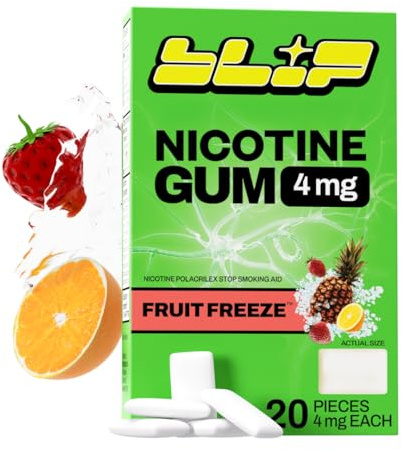 Blip NRT Nicotine Gum - 4mg Fruit Freeze (20 Count) - Help Quit Smoking Aid, Reduce Cravings - Nicotine Replacement Therapy