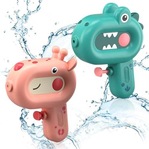 2 Pistola Ad Acqua, Pistole Ad Acqua Cartoni Animati, Pistola Acqua Da 100 Ml, Pistola Acqua Bambini, Ampia Portata, Fino a 4-6 M, Adatta per Piscine, Feste in Spiaggia, Regali Di Compleanno