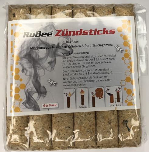 Generisch 1 Pack Zündsticks a 6Stk (1,62€/St.) RuBee Rauchstoffersatz für Smoker Silkes Imkereibedarf Imker,Imkerei Tabak-Ersatz