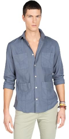 HARPER & NEYER Guayabera herrskjorta blå, Blå, XL
