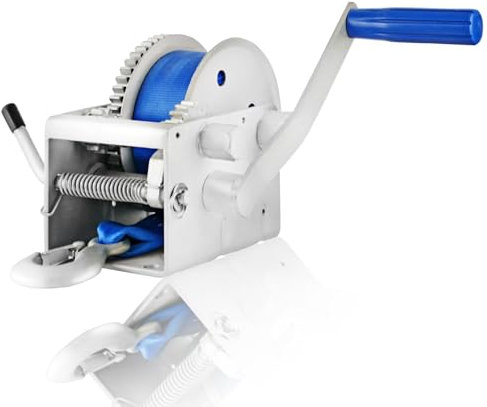 Husar Winch Treuil Manuel 2500 lbs 1133 kg, Sangle 10 mètres, fabriqué en acier inoxydable, frein à cliquet, simple effet, pour bateaux, remorques, industrie