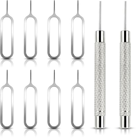 Devenirriche 10 herramientas de extracción de agujas para tarjeta SIM, ranura para tarjeta SIM, pin para teléfono móvil para abrir y expulsar, compatible con todos los teléfonos móviles