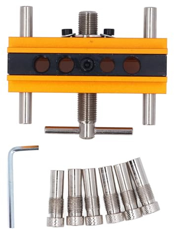 Self Centering Doweling Jig KitAdjustable Drill Guide for Woodworking, Biscuit Joiner Straight Hole Drilling with 6 Precision Bushings