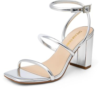 DREAM PAIRS Sandali Donna con Tacco, Argento, 40.5 EU