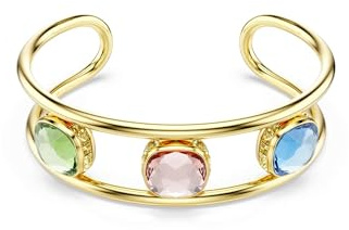 Swarovski Chroma Armreif, Vergoldeter, Mehrfarbiger Damenarmreif mit Wendbaren Grünen, Blauen und Pinken ReCreated Crystals, Größe: 16.4 x 1.8 cm
