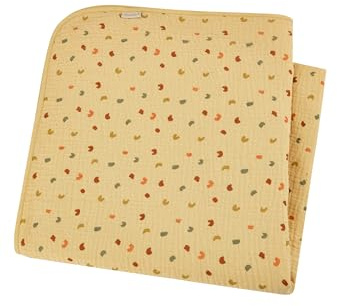 Sterntaler Babydecke Musselin Giraffe & Löwe – Kuscheldecke aus leichtem Musselin mit süßem All-Over Motiv – Perfekt für Babys und Kleinkinder, Ocker