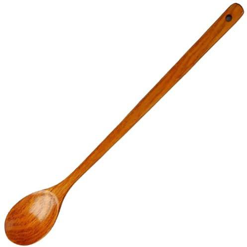Jorzer Cuillère en bois longue de 50 cm Cuillère de cuisine en bois résistante à la chaleur avec poignée lisse anti-brûlure, ustensiles de cuisine avec trou de suspension pour remuer