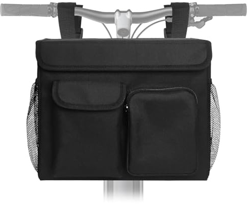 Jenlan Mobility Scooter Bag, Knee Scooter Basket, 13x5.9x10.2inch Storage Organizer Pouch with Laptop Pocket, Cup Holders，Mobility Scooter Accessories for Adults