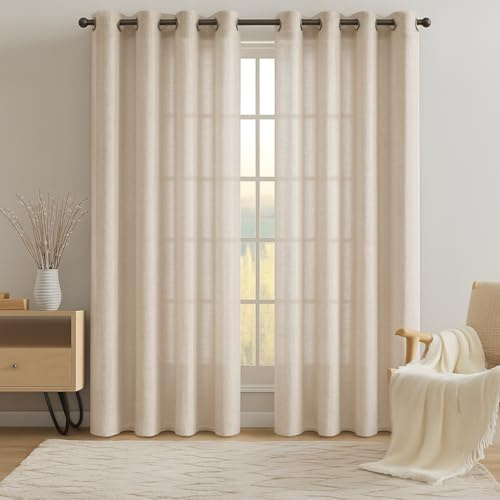 Miracle Home. Cortina Moderna y Elegante de 1 Pieza con Ojales para salón y Dormitorio, Narciso Marrón. 200 (Ancho) X 260 (Largo) centímetros