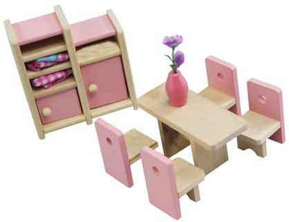 wisoolkic Charmant Ensemble de Meubles Miniatures réalistes pour Enfants, idéal pour Les Jeux de rôle, comme Cadeau Noël d'anniversaire. Ce mobilier Maison poupée en Bois stimule l'imagination