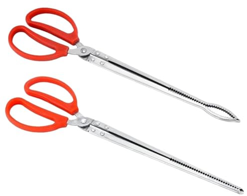 Alipis Pinzas para Serpientes y Cangrejos de 52 CM en Acero Inoxidable, Pinzas de Tijera Antideslizantes para Captura y Alimentación en Reptiles y Mariscos