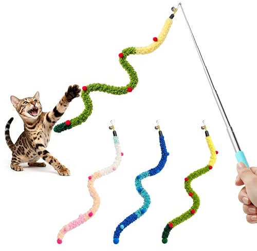 Potaroma - Juguetes para gatos (3 cañas de pescar, con cascabellos)