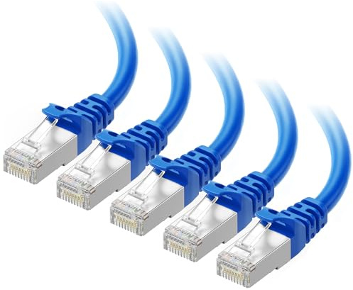 Cable Matters 10Gbps 5-Pack Snagless Shielded Cat 6A Cable, 3ft, Blue