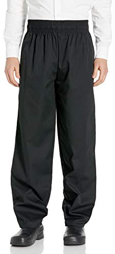 Uncommon Threads mens Classic Baggy With 3 Elastic Waist Chefs Pants, Black, XX-Large US