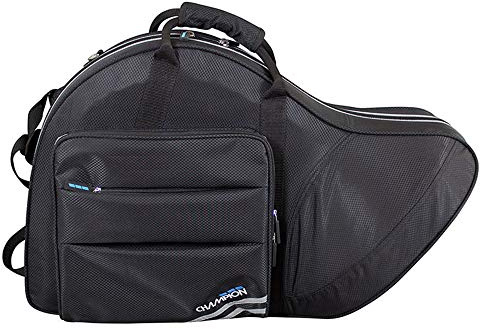 Champion French Horn Case With Comfortable Handle & Backpack Straps, Pocket For Mute, Music Sheet, Phone & Accessories. Plush Velour Moulded Interior, British Design