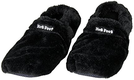 mikamax Hot Feet Deluxe Large – Kuschelige Mikrowellen-Sloffen mit Lavendelduft, Fleece, Schwarz