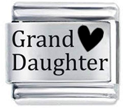 Grand Daughter Heart ETCHED Italian Charm Fits all 9mm Italian Style Charm Bracelets