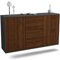 Dekati Sideboard Corona hängend (136x77x35cm) Korpus anthrazit matt - Front Holz-Design Walnuss - Push to Open - Leichtlaufschienen