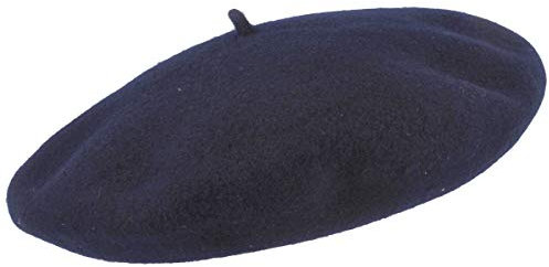 Elosegui Original spanische Baskenmütze Barett Made IN Spain 100% Merino-Wolle mit 13‘‘ breitem Teller Blau