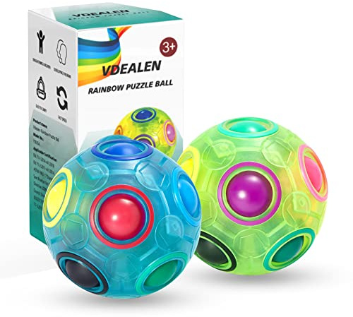 Vdealen Magisk Regnbågspusselboll, Fidget Ball Pusselspel Roligt Stressreliever Magic Ball Brain Teaser Fidget Leksaker för Barn Tonåringar och Vuxna - 2 Pack