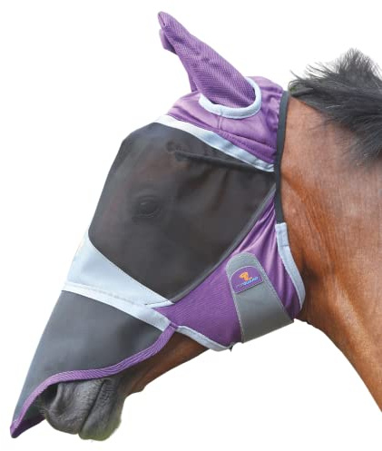 Shires FlyGuard Pro Deluxe Fly Mask With Ears & Nose - Purple Pony