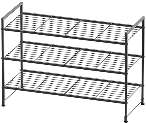 Simple Houseware 3-Tier Stackable Shoes Rack Storage Shelf, Black