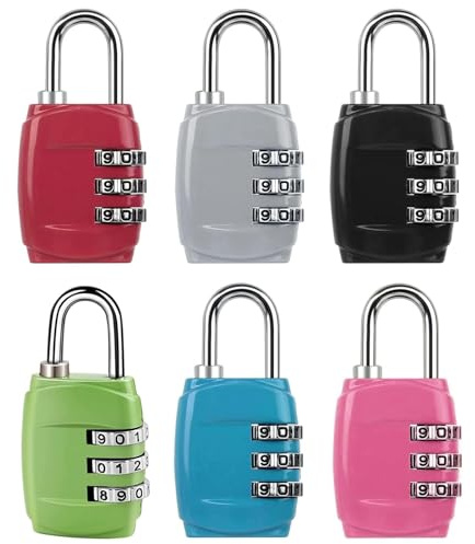 QINGHEC Suitcase Locks Combination,6 Pcs Luggage Padlocks Combination,3-Digit Colourful Suitcase Locks,Rust-Proof Small Padlocks with Code, Luggage Combination Padlocks for suitcases Locker Backpack