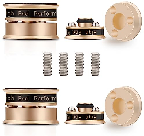 YuanYong 4Pcs 39x24mm Lautsprecher Isolationsfüße HiFi Lautsprecher Spikes Pads Isolationsfüße Subwoofer Spikes Audio Verstärkerfüße für High-End-Lautsprecher CD/DVD Player Durchmesser(Gold)