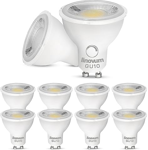 linovum 10x Spot GU10 LED Strahler dimmbar neutralweiß 4000K Leuchtmittel mit GU10 6,5W Fassung 230V - Leuchtmittel Halogen Ersatz
