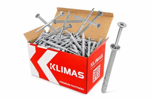Klimas Nail Dowels Nylon Impact Dowels Pre-Assembled Countersunk Head Dowels (10 x 180-50 Pieces)