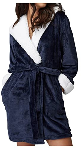 Robe De Chambre Femme Chaude - Peignoir Automne Hiver - Vêtements Nuit l'hiver - Peignoir De Bain Polaire/Flanelle - Robe Chambre Longue/Courte - Pyjama Chaude - Peignoir avec/san Capuche