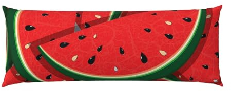 VGFJHNDF Langer Kissenbezug mit rotem Wassermelonen-Druck, 50,8 x 137,2 cm, weiche Nackenrolle mit Reißverschluss, für Weihnachten, Jubiläen und mehr, EOCY6G24GO17