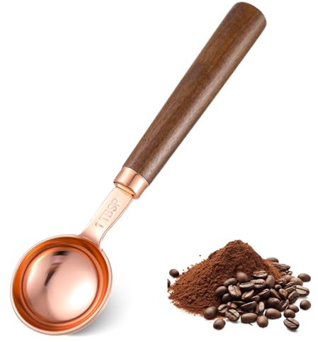 JIEYAO Cucchiaio dosatore per caffè macinato, cucchiaio dosatore da 15 ml, 1 TBSP, paletta in legno per chicchi di caffè, cucchiaio da caffè retrò in acciaio inox, utensile da cucina per caffè, tè e