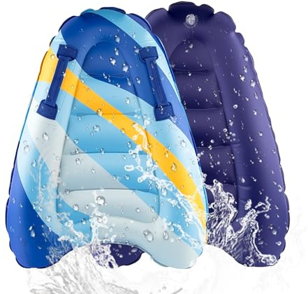 Tabla de Surf Inflable para Niños, Shyllin 70 x 55 x 12 cm Tabla de Bodyboard Hinchable con Asas, Tabla de Cuerpo Portátil, Aprender Estera Auxiliar para Playa Piscina Natación Deportes Acuáticos
