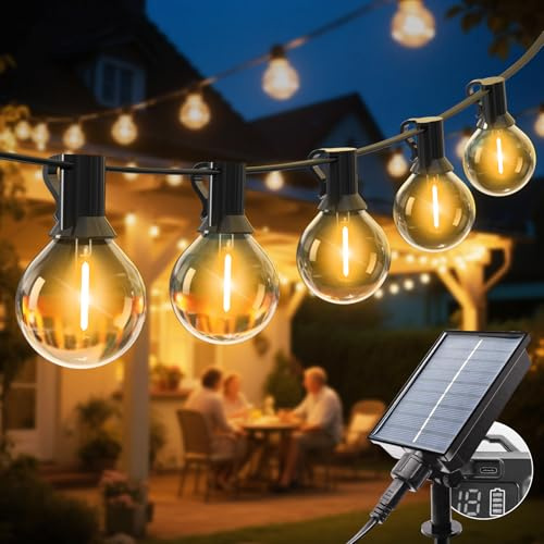 litogo Solar Festoon Lights Outdoor, 10M/32.81FT 8 Lighting Modes Solar Lights Outdoor Garden, 12+1 LED Waterproof Warm White String Lights for Garden, Party, Pergola, Backyard, Gazebo