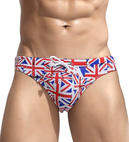 GFM Men's Swimming Briefs, Union Jack British Flag Pattern (SWM-EE) (UK, Alpha, L)(SWM-UJ-F1802-ASN-XL)
