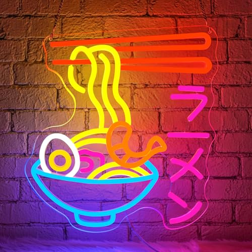 Lxmoneon Ramen neonskylt, nudlar neonskylt, japanska lysande skyltar, ramen-skål, neonljus, neonljus, matneonljus, kök, bar, matsal, restaurang