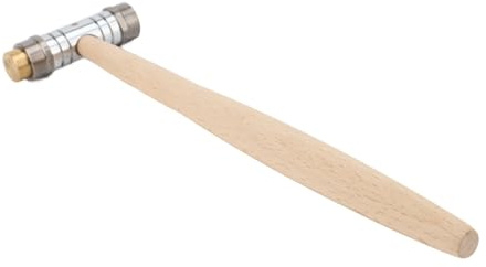 AKLOSIPY Martello in Gomma Piccolo a Doppia Testa con Manico in Legno - Ottone e Plastica per Installazione Domestica e Lavorazione Artigianale