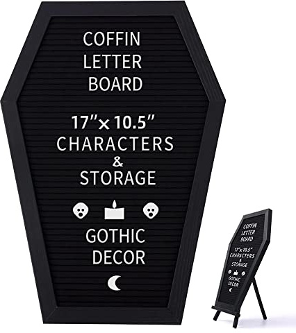 Akfldms Tablero de Letras de Fieltro Negro, Tablero de Mensajes GóTico para Oficina, DecoracióN del Hogar, Tablero de Letras con 340 Caracteres Blancos Intercambiables